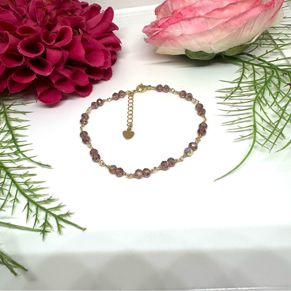 NEW⚜️Mauve Crystal Hand Wired Bracelet - Picture 4 of 6